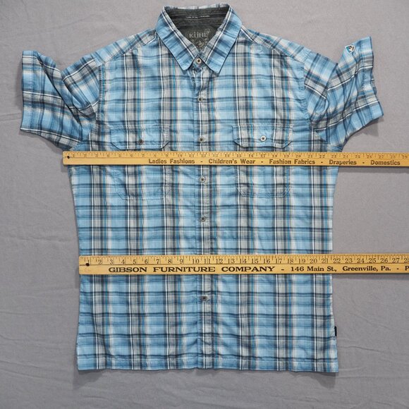 Kuhl Shirt Mens Large Blue Tartan Plaid Eluxur Outdoor Hike Preppy Flap Pockets - Picture 5 of 11